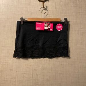 Flexees Black Lace Trim Shapewear Skirt